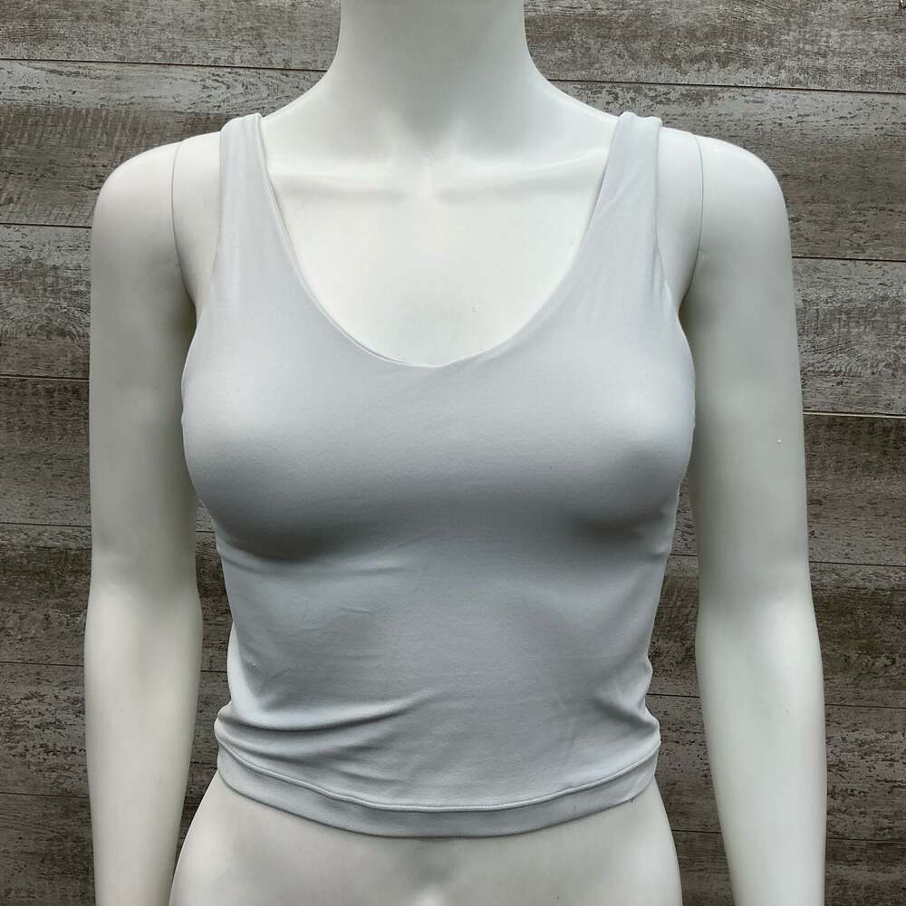 Athleta Light Gray V-Neck Crop Tank Top Size XS